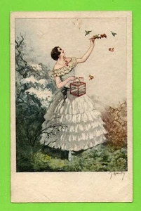 ART DECO MÄDCHEN VINTAGE POSTKARTE 114 - Bild 1 von 2