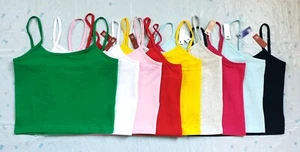Women's Plain Stretchy Crop Top Ladies Strappy Camisole Bandeau Bralet High Qlty - Picture 1 of 23
