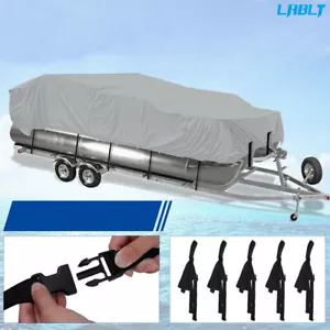 Waterproof 21-24ft Heavy Duty Boat Cover Trailerable Pontoon Dust Resistant Gray - Foto 1 di 6
