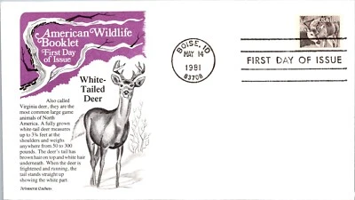 FDC 1981 SC #1889a Aristocrat Cachet, White Tailed Deer - Boise ID - F71534 - Image 1 of 2