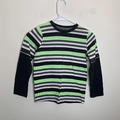 Camisa manga larga a rayas gris/blanco/verde Jumping Beans para niños L(7) Foto 1 de 3