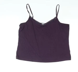Marks and Spencer Womens Purple Viscose Basic Tank Size 20 V-Neck - Velvet Trim - Picture 1 of 10