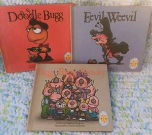 3 Vintage TOPSY-TURVY Books Stephen Cosgrove Fuss Bug, June Bug... VG - Picture 1 of 4