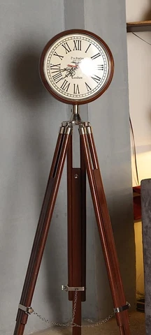 Handmade Brown Wood Grandfather Style Floor Clock Vintage Folding Antique Replic Cover