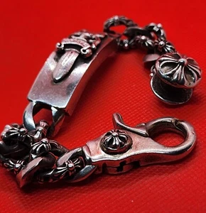 Chrome Hearts© .925 10 Link Sterling Silver Dagger I.D. Bracelet - Picture 1 of 10