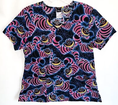 Blusa Médica Disney Cheshire Gato Halloween Telaraña Multicolor Mujer Mediana Foto 1 de 4