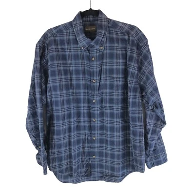 Camisa Taylor & Henry Para Hombres Oxford Algodón Abotonada Cuadros Bolsillo Azul XL Foto 1 de 3