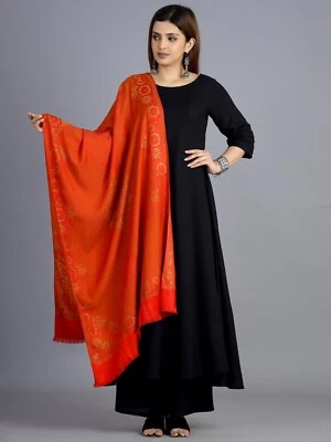 Womens Paisley 80X30 Silk Pashmina Cashmere Wool Indian Shawl Wrap Stole Scarf - Image 1 of 4