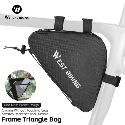 WEST BIKING Portable Bicycle Frame Bag Bike Triangle Bag with Mesh Pouch 0.6L - Image 1 of 4