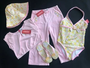 NWT Gymboree WILDFLOWER FIELDS Pink Terry Crop Top Capri Swimsuit Vintage 8 9 - Picture 1 of 1