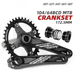 MTB Bicycle Crankset 104BCD 172.5mm Crank Arm 32T 34T 36T 38T Chainring with BB - Picture 1 of 27