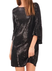 Vince Camuto Women's  Sequin Bell Sleeve Mini Dress Black, Size Medium, MSRP $99 - Picture 1 of 8