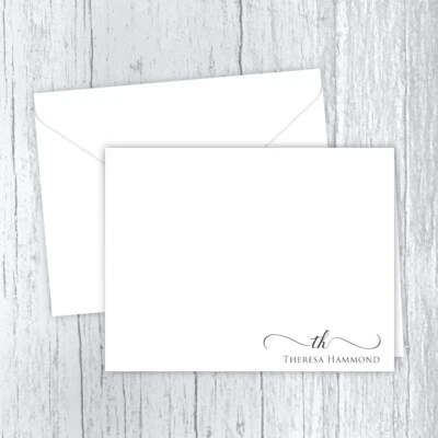 Fancy Initials Personalized Note Cards, Personalized Stationery with Envelopes