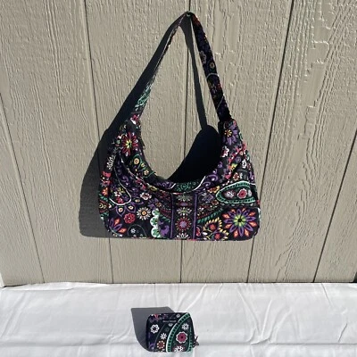 Bolsa de ombro Bella Taylor Paisley floral cor vibrante bolsa 6 bolsos + carteira - Imagem 1 de 4