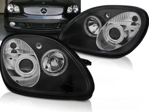 Headlights for Mercedes R170 Slk 1996-2002 2003 2004 VR-1363 Angel Eyes Black - Picture 1 of 1