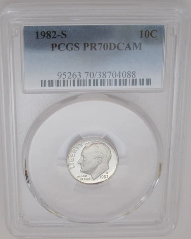 1982-S Roosevelt Dime PCGS PR70 DCAM - Perfect GEM Deep Cameo Proof Cover