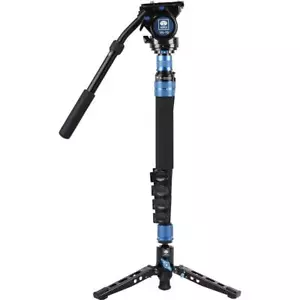 Sirui P-325FS 5-Section CF Monopod w/Feet and VH-10 Video Head, 58.9" Max Height - Picture 1 of 7