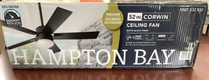 Hampton Bay 52" Corwin Indoor/Outdoor Matte Black LED Ceiling Fan with Light Kit - Picture 1 of 2
