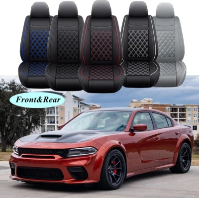 Car Seat Covers 2/5-Seats Front Rear PU Leather For Dodge Challenger Charger Foto 1 de 4