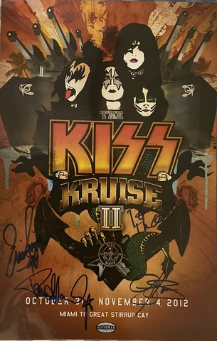 KISS Signed Poster Gene Simmons Paul Stanley Autographed Poster W Eric & Tommy Cover