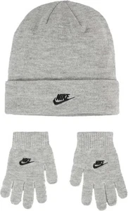 Nike Boys 2 Piece Grey Hat & Glove Set One Size Beanie NEW! MSRP $24.00 - Picture 1 of 3