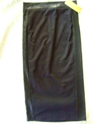 NUEVO CON ETIQUETAS ~ NICKI MINAJ Falda Lápiz Negra Imitación Cuero Acentos Cremallera Dorada Mujer M Foto 1 de 3