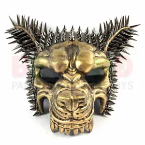 Large Gold Spiked Wolf Mask Burning Man Steampunk - Picture 1 of 4