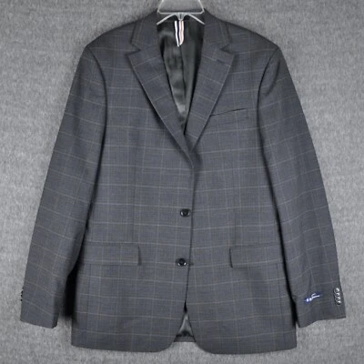 Abrigo Blazer Ben Sherman Para Hombres Calce Ajustado Ventana Carbón/Azul Marino Cuadros (42L) Foto 1 de 4
