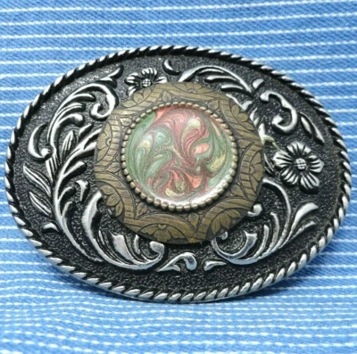 Clásico Occidental Floral Hebilla Cinturón Vaquero Vaquera De Colección Años 80 Iván Taiwán . CVB801 Foto 1 de 4