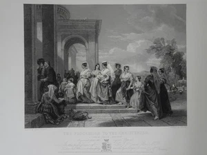 Procession to Christening 1855 Print Engraving Penry Williams Engraved L Stocks - Picture 1 of 9