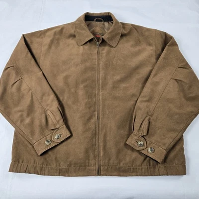 Cutter & Buck Men's Lined Suede Feel Brown Bomber Jacket Full Zip Size XL - Image 1 of 4