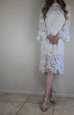 Vestido Free People Crochet Encaje La Spezia Blanco Crema Boda Elopement Talla L Foto 1 de 4