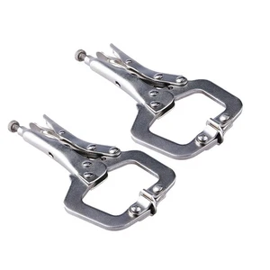 2x 150mm C Clamp Plier 6" Locking Mole Grip Welding Metal Garage DIY Workshop - Picture 1 of 11