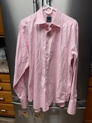 Camisa David Donohue Hombre 17.5-36/37 Rosa/Blanco Cuadros Puño Francés Camisa Formal 2xl Foto 1 de 4