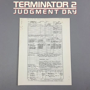 Terminator 2 - Production Used Call Sheet, T-800 & T-1000 Fight at Mall, Notes - Bild 1 von 12