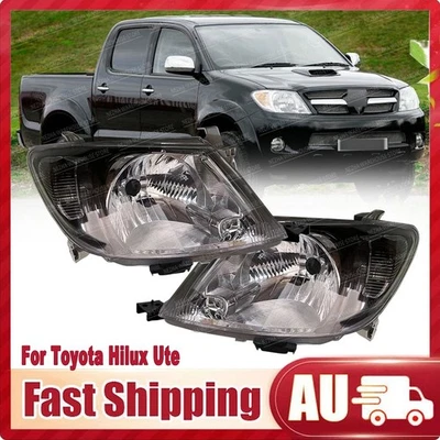 Pair LH+RH Left+Right Head Lights smoke Lamp For Toyota Hilux Ute 2005~2012 2WD - image 1 of 4