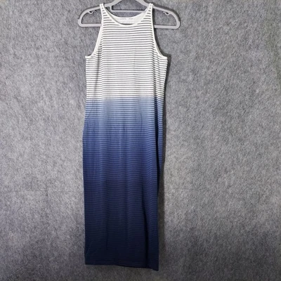 Vestido Athleta S Pima Algodón Modal Tanque Midi Sunkissed Ombre Rayas Atletismo Foto 1 de 4