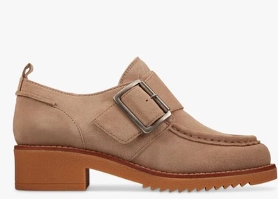 CLARKS Beige Gamuza Edén Medio Monje Hebilla de Arena Derby Zapatos Oxford talla mujer 8.5 Foto 1 de 4