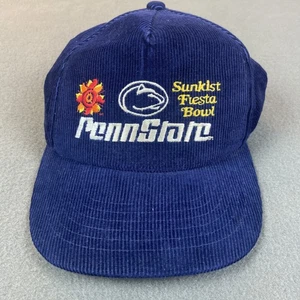 Vintage Penn State Nittany Lions Hat Blue Corduroy Fiesta Bowl Strap Back 80 Cap - Picture 1 of 8