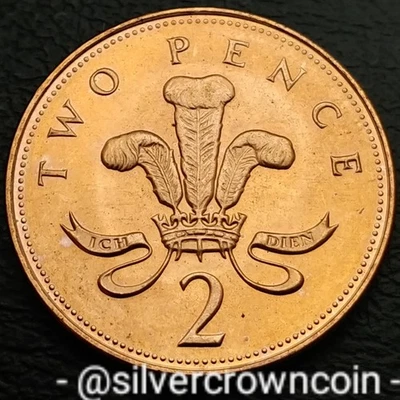 Great Britain 🇬🇧 UK 2 Pence 1998. KM#987. Two Cents coin. Welsh Plumes.   - Image 1 of 4