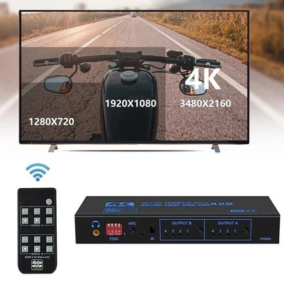 4K HDMI Matrix 4x2 Switch Splitter 4 IN 2 OUT Audio Extractor Support ARC EDID - Image 1 of 4
