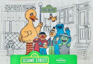 📺 6er Set Retro Sesamstraße Tischsets 13" x 19" Elmo Großer Vogel Krümelmonster - Bild 1 von 2