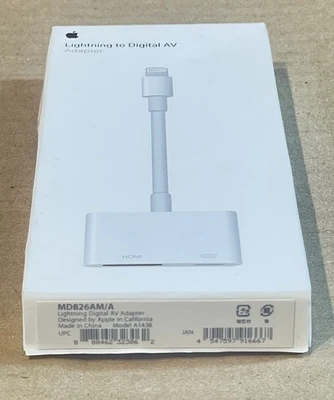 GENUINE Original Apple Lightning To Digital AV Adapter MD826AM/A A1438 White - Image 1 of 3