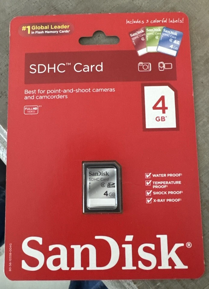 SanDisk -1 4GB SDHC Card - Retail - SDSDB-8192-A11 NEW IN PACKAGING  - Image 1 of 1