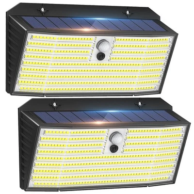 2Pack 418 LED Solar Wall Light Outdoor 3 Modes Motion Sensor Security Waterproof - Image 1 of 4