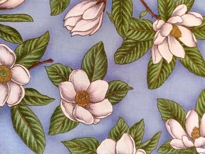 Vintage Christmas Botanica Robert Kaufman Blue Magnolia 1.75 yds - Picture 1 of 3