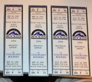 Two Pairs of Unused Phantom Colorado Rockies Tickets from 1994 Astros & Expos - Bild 1 von 2