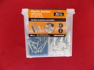 HILLMAN PLASTIC ANCHORS W/ SCREWS, 2-Sizes, #6-8 & #8-10, CARRYING CASE, 500 PC - Picture 1 of 1