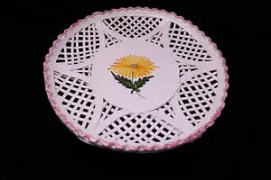 Handmade Plate Reticulated Lattice Ceramic Artist Signed Portugal 11 5/8 " - Picture 1 of 5