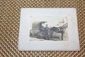Antique Photograph Delivery Man Horse Delivery Truck Grocery Wagon Bound Brook - Picture 1 of 8